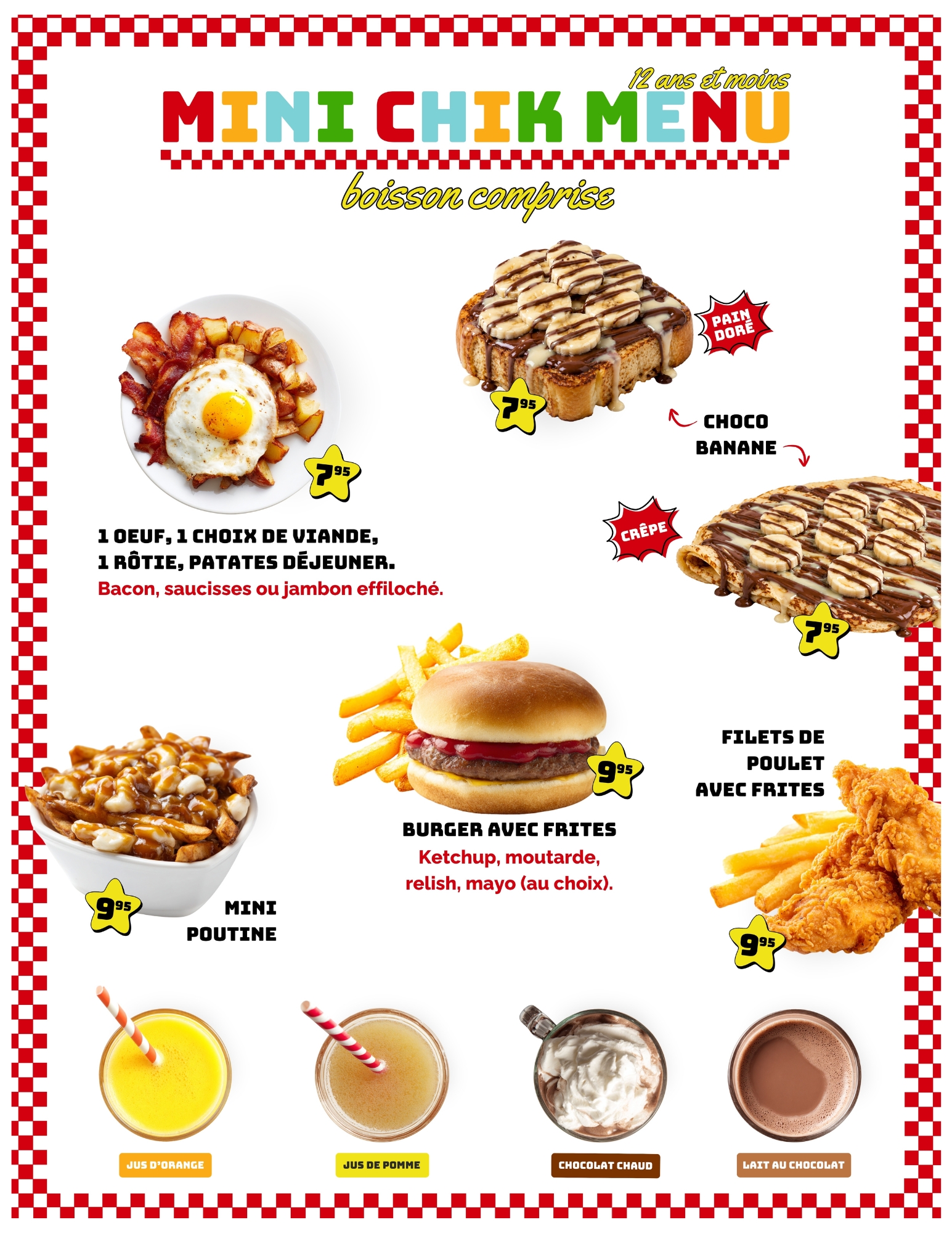 Menu boisson Binerie Chik